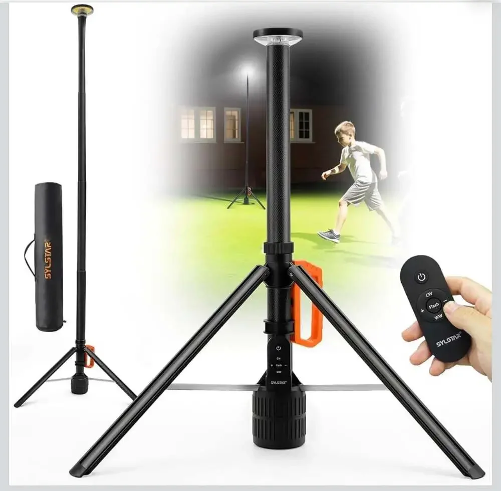 SYLSTAR 360-Degree Rechargeable LED Work Light with Telescopic Stand and Remote